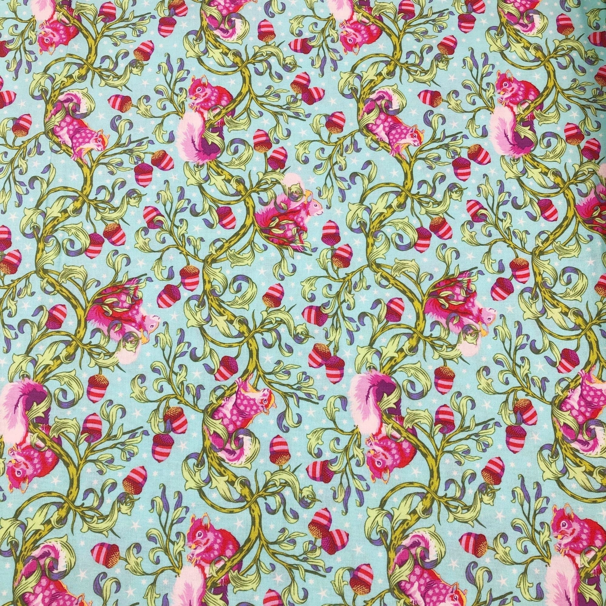 Tula Pink Tiny Beasts Oh Nuts Glimmer, Fabric by The Yard
