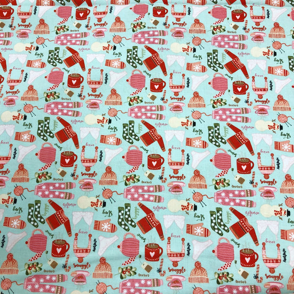 Poppie Cotton Snuggle Up Buttercup Cozy Winter Themed Cotton Fabric