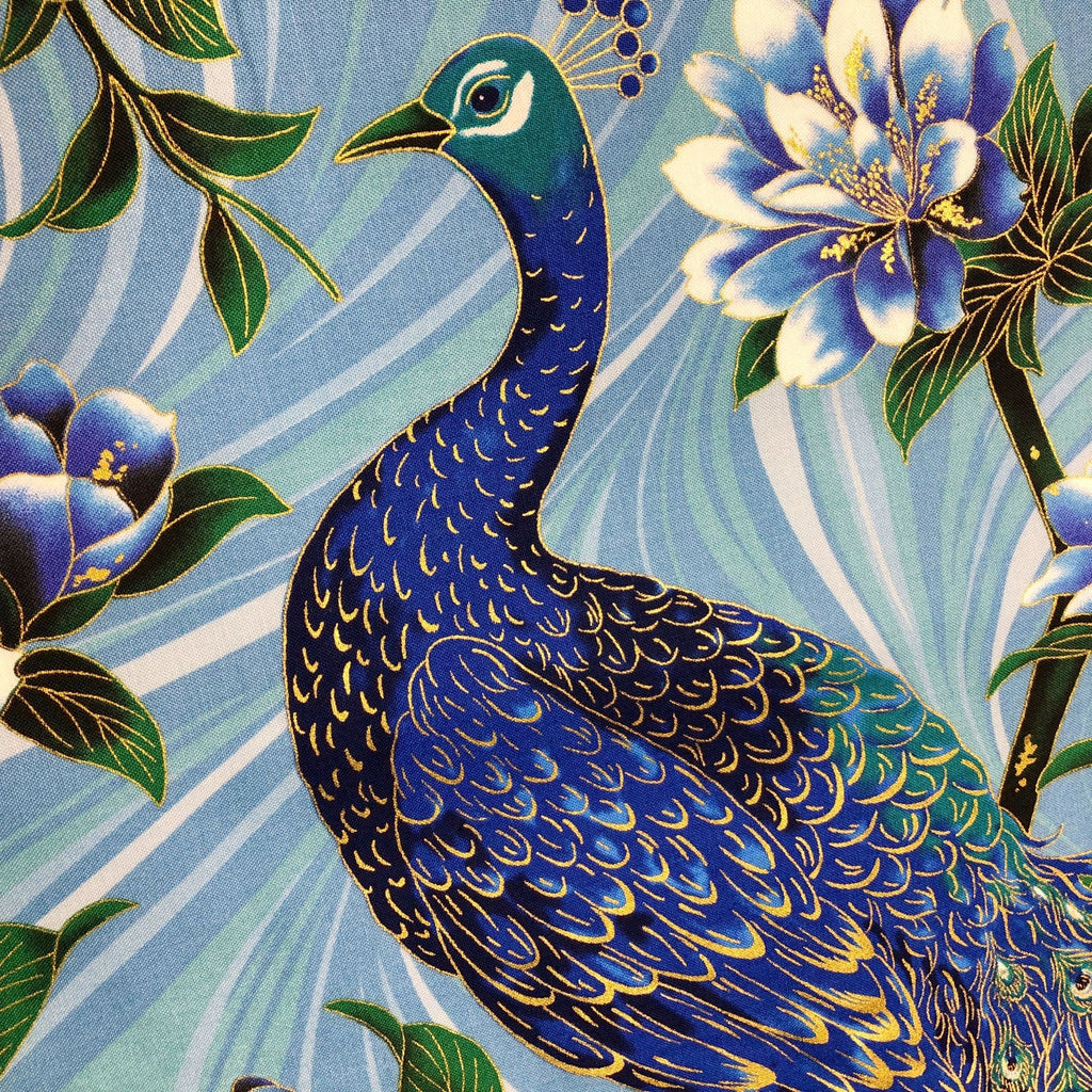 1 Panel Robert Kaufman Peacock Garden 20664 Cotton Fabric Fabric