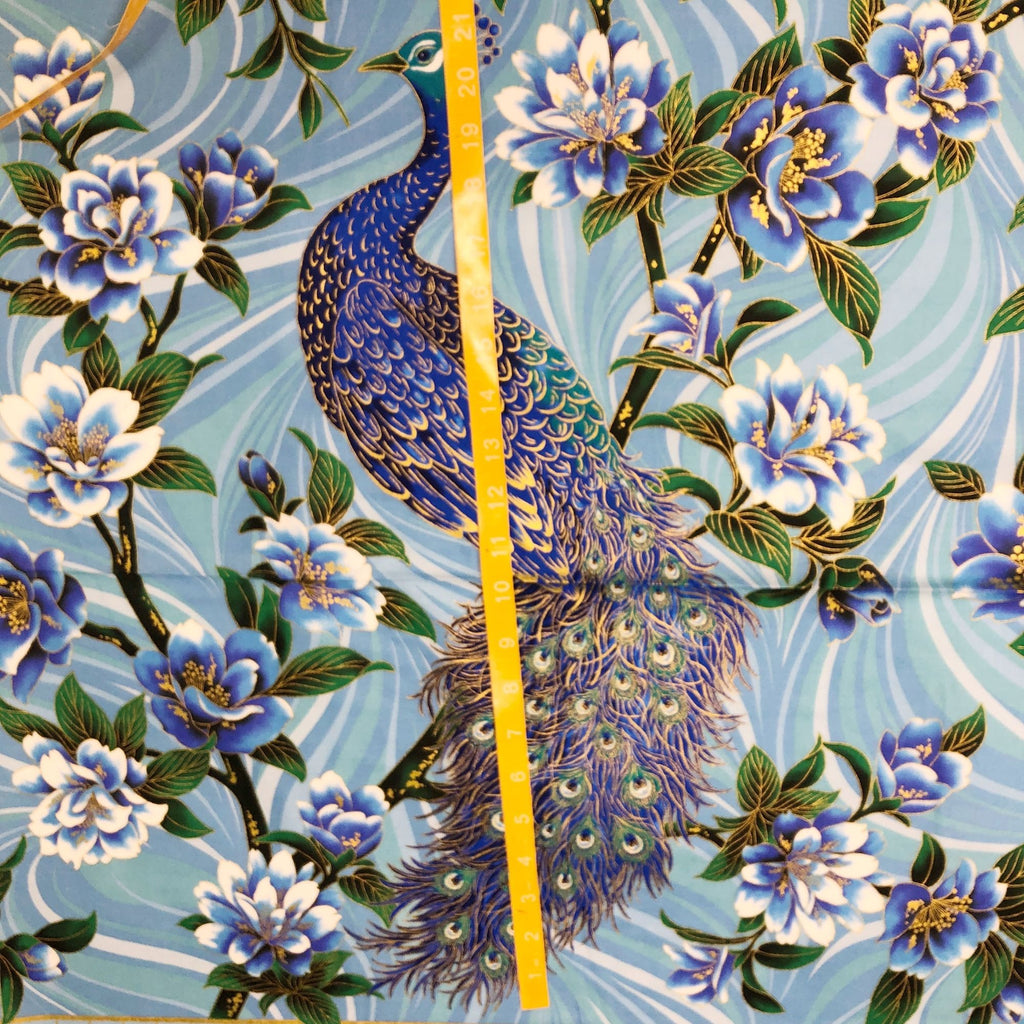 1 Panel Robert Kaufman Peacock Garden 20664 Cotton Fabric Fabric