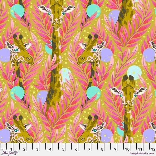 Tula Pink Everglow Giraffes Neck For Days Moon Beam Cotton Fabric, Free Spirit Fabrics