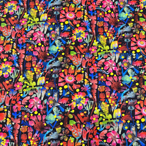 Flora Nera Black Find the Birds Este MacLeod for Free Spirit Cotton Fabric