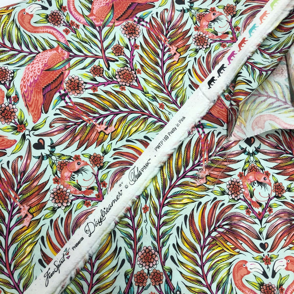 Tula Pink for Free Spirit Daydreamer Pretty In Pink Flamingos Cotton Fabric in Mango