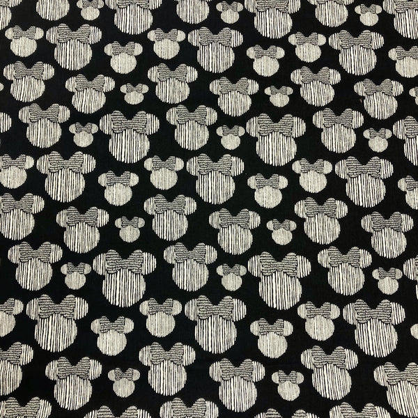 Disney Minnie Mouse Heads Black Cotton Fabric Springs Creative