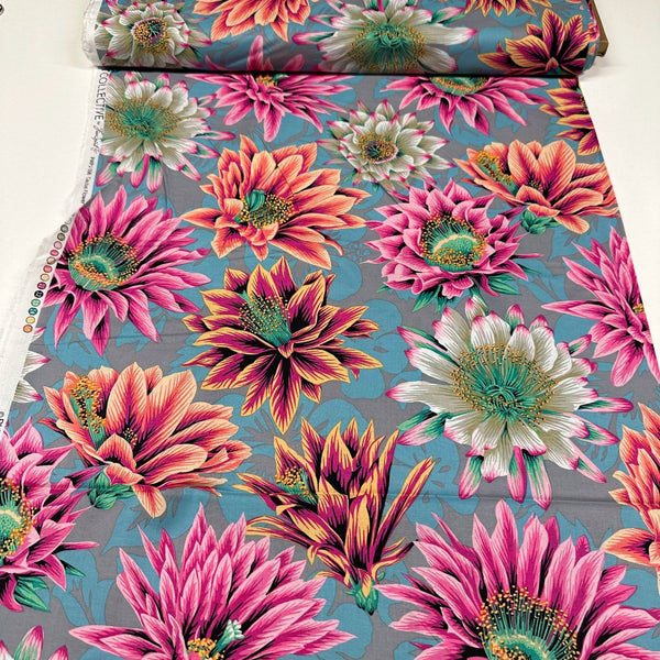 Cactus Flower Tawny Kaffe Fassett Philip Jacobs Cotton Fabric, Free Spirit Fabric