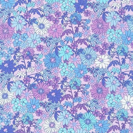 London Calling SRKD-19228-396 Princess Retro Floral Print Cotton Lawn Fabric By Robert Kaufman