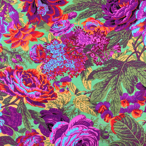 Floral Burst Phil Jacobs for Kaffe Fassett Green Fabric, Free Spirit Fabrics