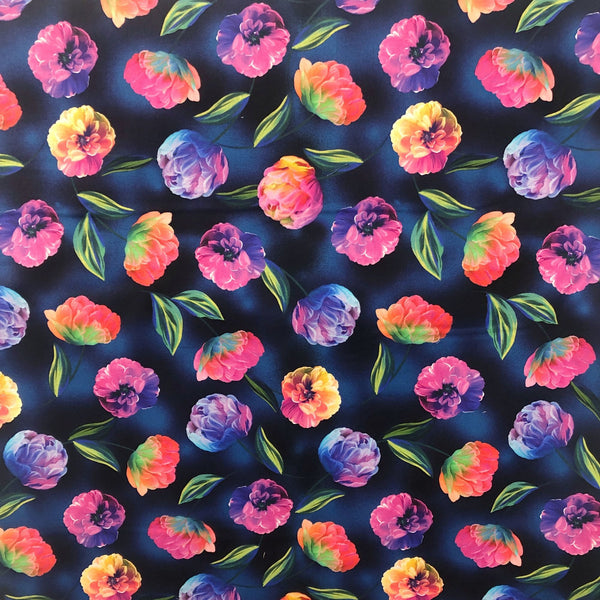 Luminous Bloom Rainbow Flowers Greta Lynn For Kanvas Studio Cotton Fabric Benartex