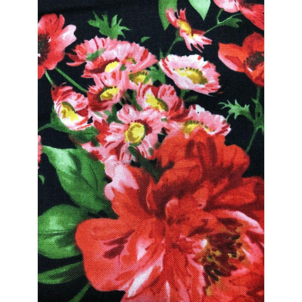 Maywood Studios Prose Red Pink Peonies Floral Cotton Fabric