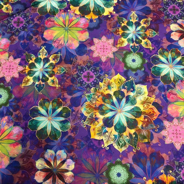 Robert Kaufman Venice Jewel Kaleidoscope Floral Cotton Fabric