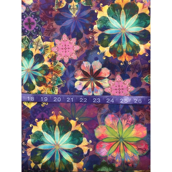 Robert Kaufman Venice Jewel Kaleidoscope Floral Cotton Fabric