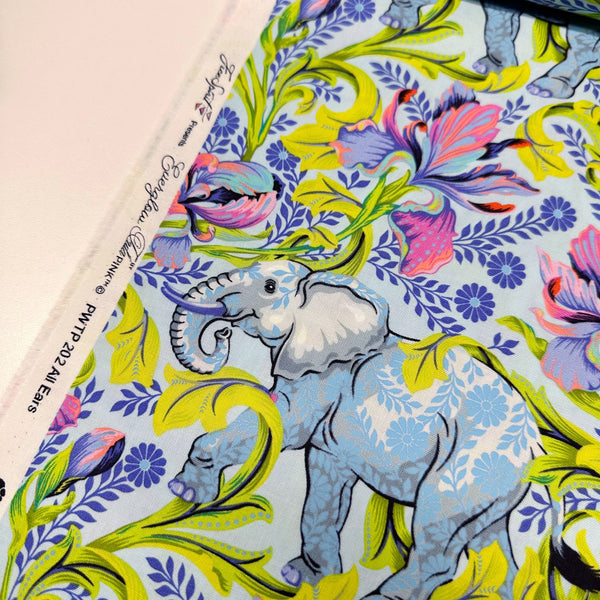 Tula Pink Everglow Elephants All Ears Aura Cotton Fabric, Free Spirit Fabrics