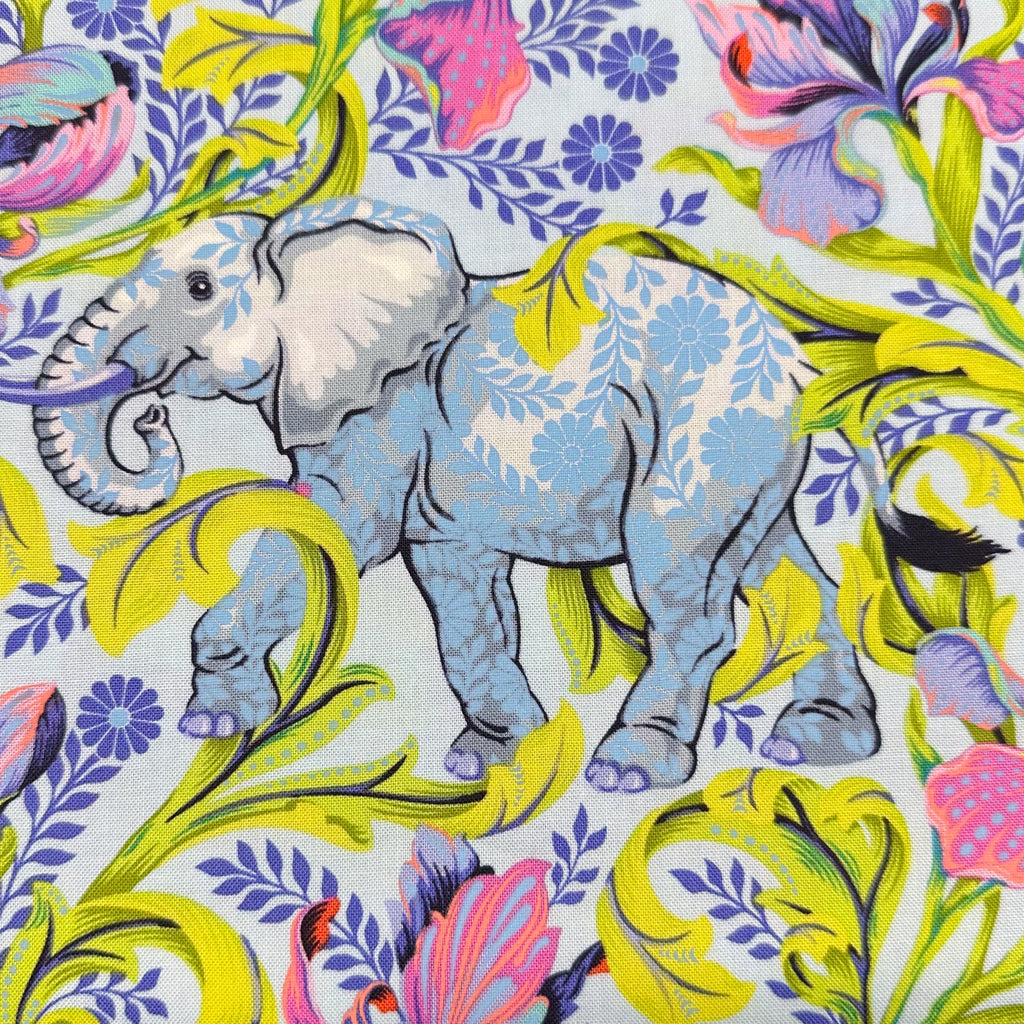 Tula Pink Everglow All Ears Aura Blue Elephant Fabric