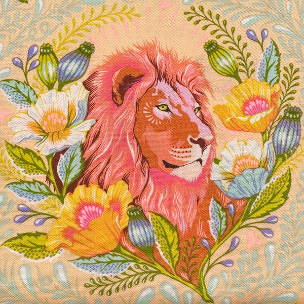 Tula Pink Everglow Lions Good Hair Day Lunar Cotton Fabric, Free Spirit Fabrics