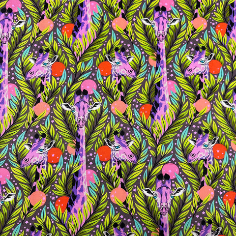 Tula Pink Everglow Giraffes Neck For Days Mystic Cotton Fabric, Free Spirit Fabrics
