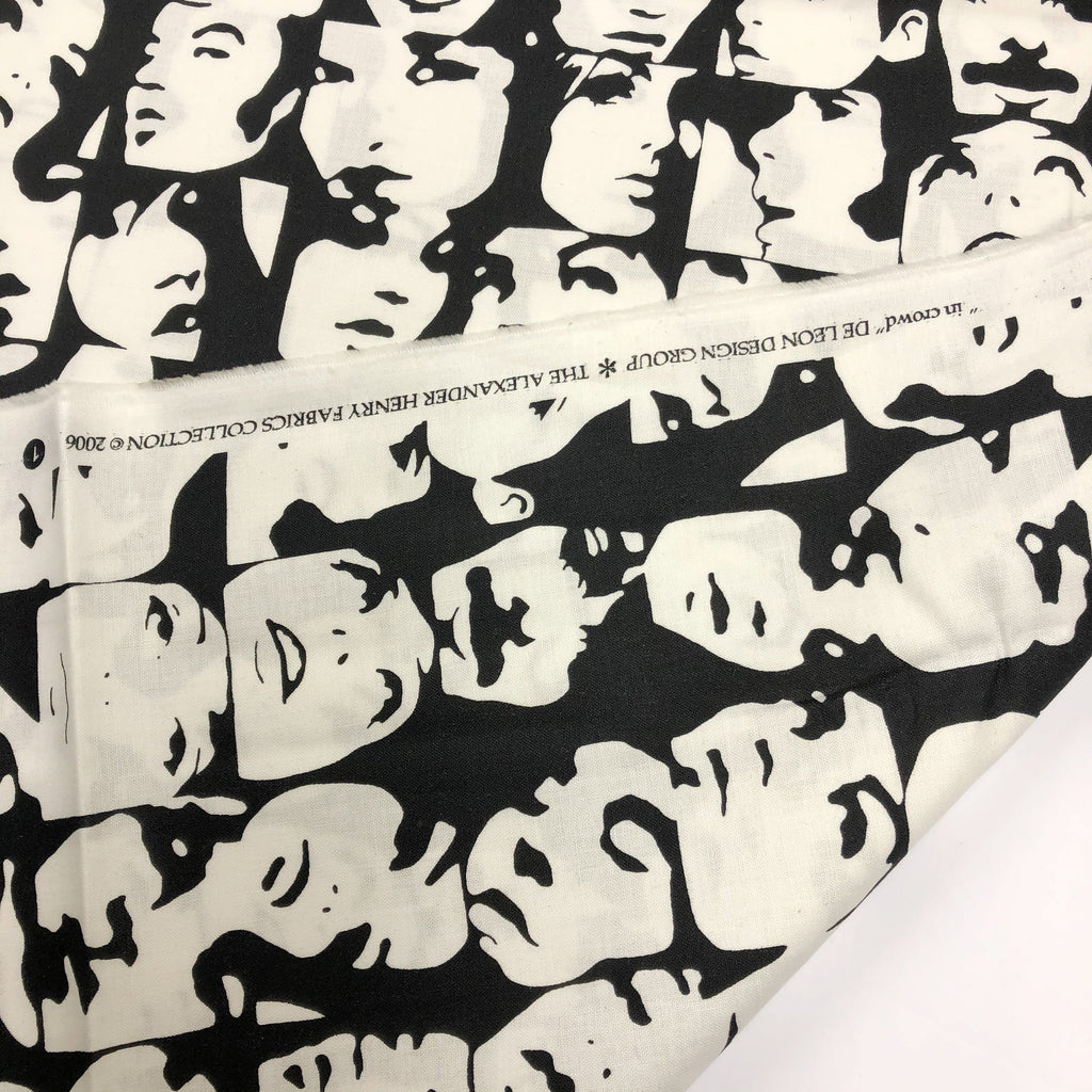 Black and White in Crowd Faces Print Pure Cotton Fabric From Alexander  Henryby the Yard 