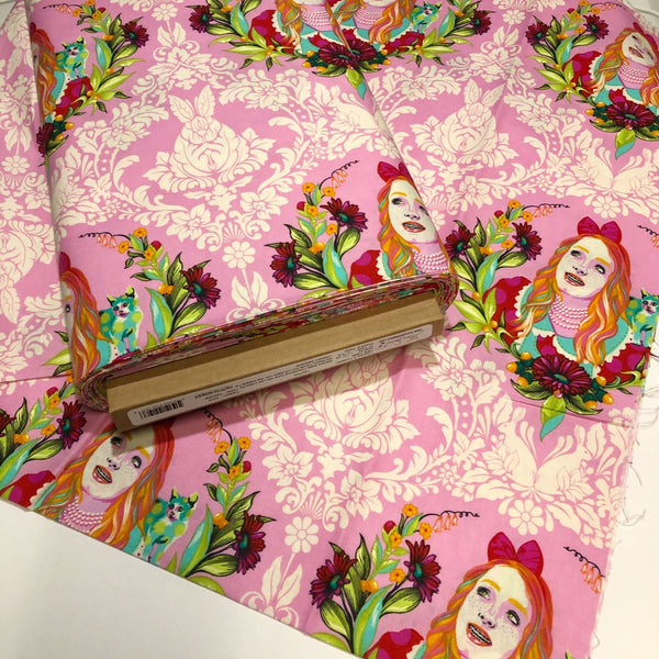 Tula Pink Curiouser and Curiouser Pink Alice Wonderland Cotton Fabric