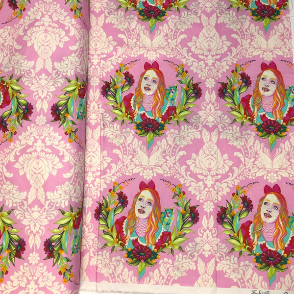 Tula Pink Curiouser and Curiouser Pink Alice Wonderland Cotton Fabric