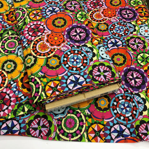 Color Splash Jackie Kunkel Geo Floral Retro Print Cotton Fabric