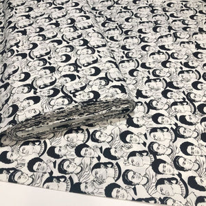 Robert Kaufman Frida Kahlo Faces White Cotton Fabric