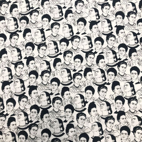 Robert Kaufman Frida Kahlo Faces White Cotton Fabric