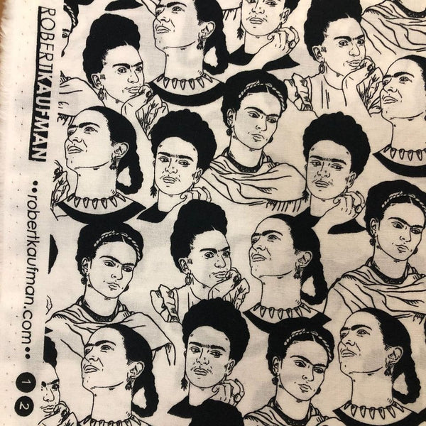 Robert Kaufman Frida Kahlo Faces White Cotton Fabric