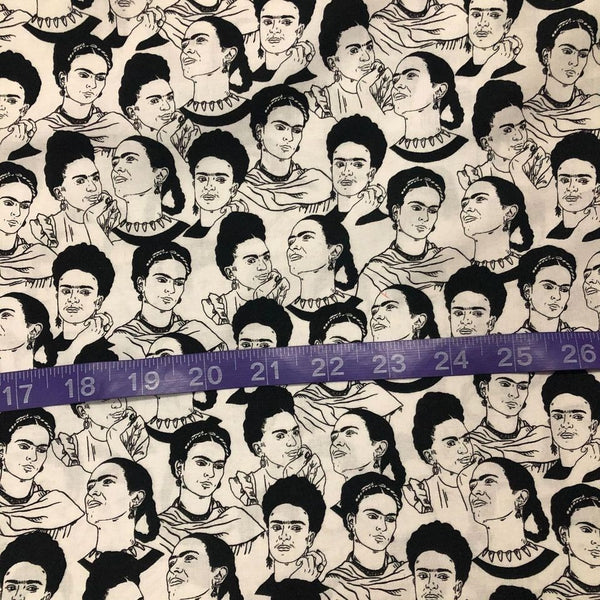 Robert Kaufman Frida Kahlo Faces White Cotton Fabric