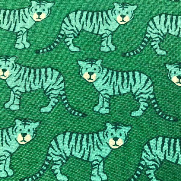 Robert Kaufman Library Tigers on Green Cotton Fabric