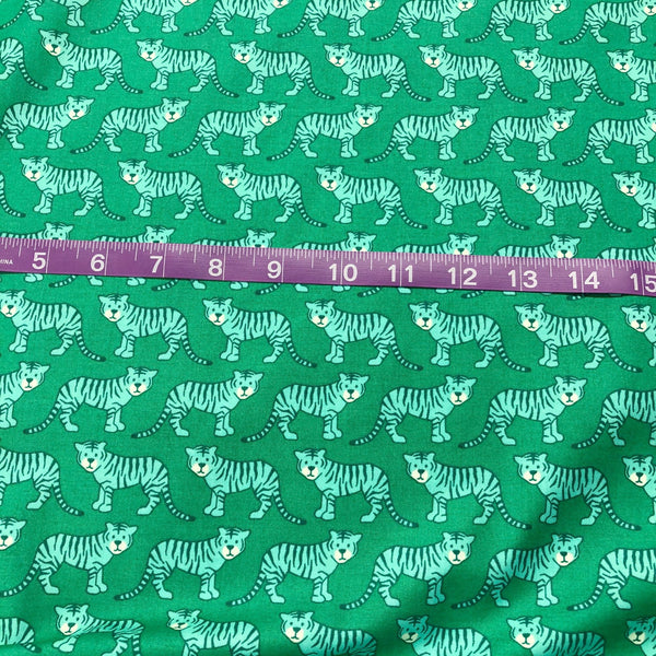 Robert Kaufman Library Tigers on Green Cotton Fabric