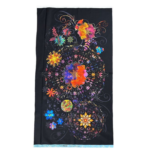 Robert Kaufman Christiane Marques Florence Cotton Fabric Panel AQSD-21676-2 Black