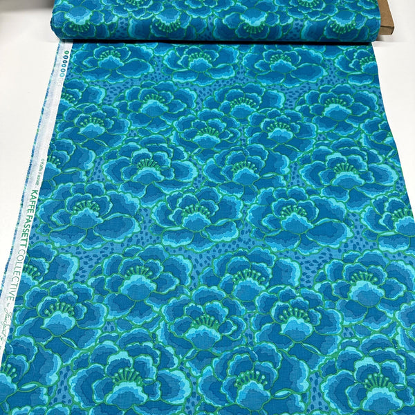 Tonal Floral in Turquoise Kaffe Fassett Collective Cotton Fabric, Free Spirit Fabrics