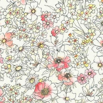 London Calling SRKD-20254-319 Honeysuckle Retro Floral Cotton Lawn By Robert Kaufman