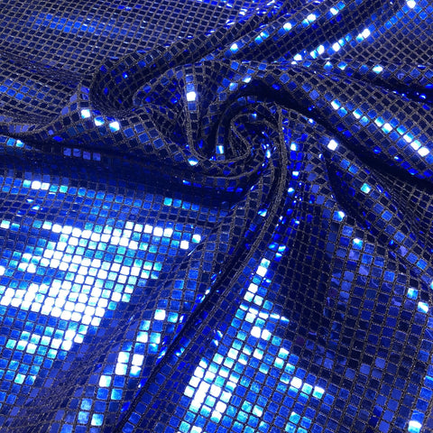 Blue Sequin Paillette Knit Fabric Deadstock Italian Luxury Fashion House