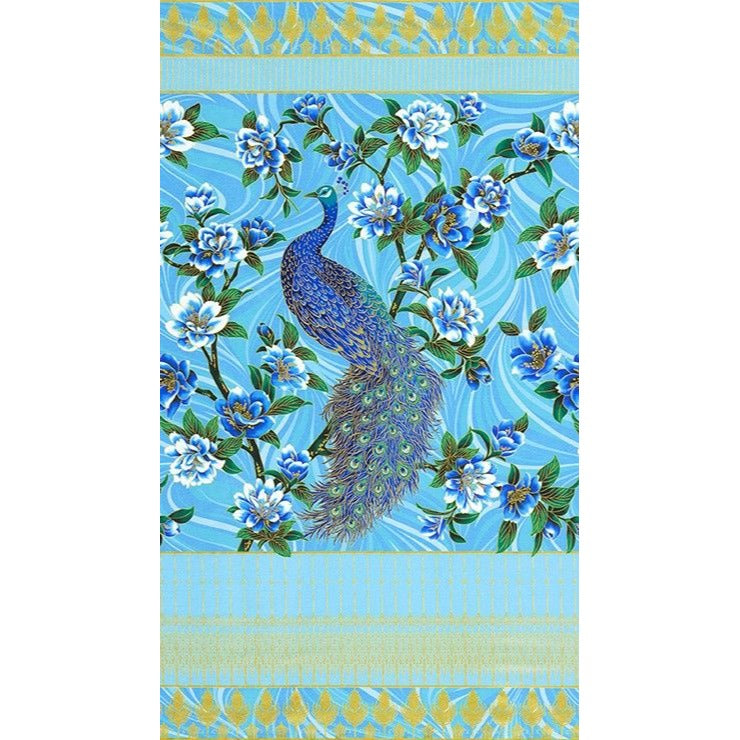 1 Panel Robert Kaufman Peacock Garden 20664 Cotton Fabric Fabric