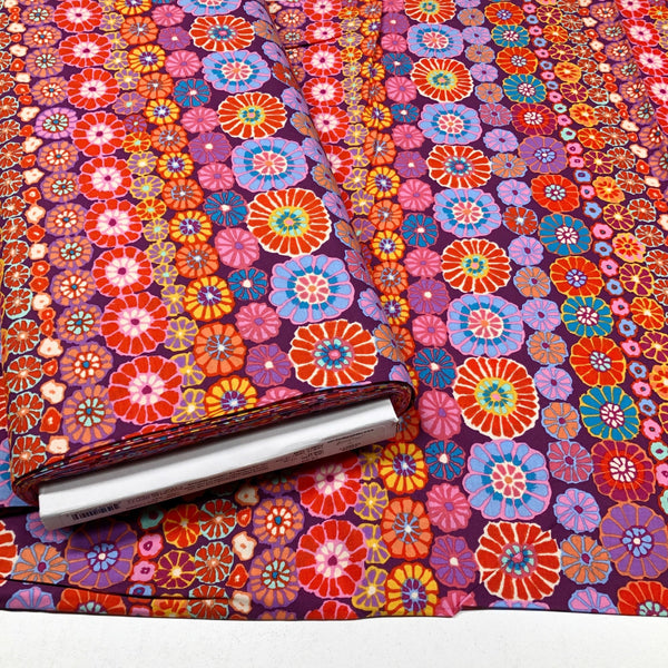 Kaffe Fassett for Free Spirit Row Flowers in Red Cotton Fabric