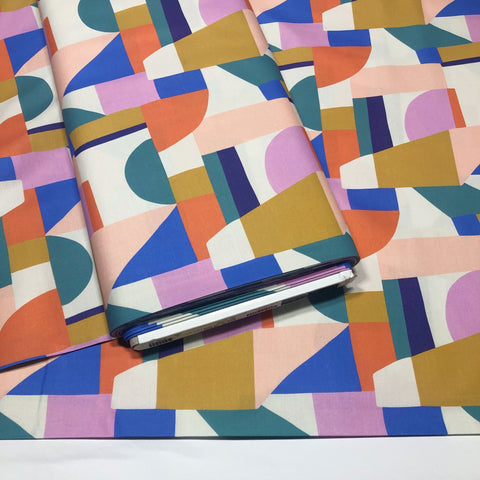Paintbrush Studio Artist Garden Geometric Colorful Shapes Cotton Fabric