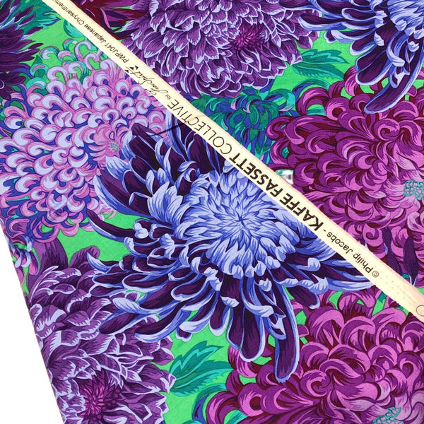 Kaffe Fassett Philip Jacobs Japanese Chrysanthemum Purple Cotton Fabric Free Spirit