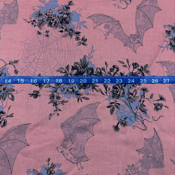 Alexander Henry Angelas Attic Bats Cotton Fabric Dark Mauve