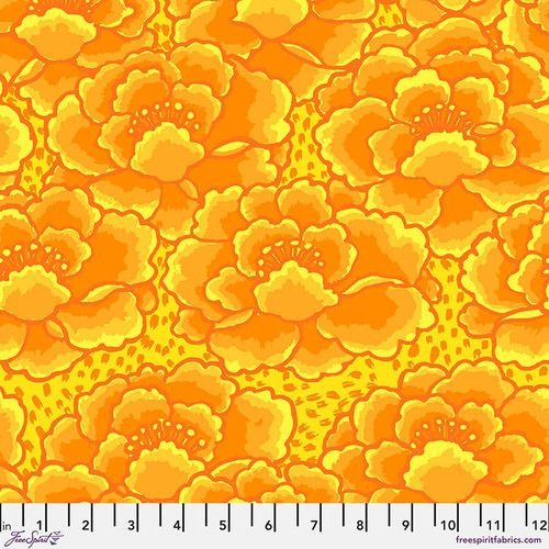 Tonal Floral in Gold Kaffe Fassett Collective Cotton Fabric, Free Spirit Fabrics