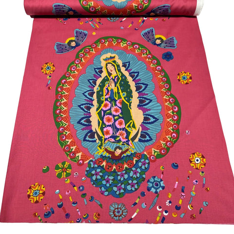 1 Panel Alexander Henry Our Lady of Guadalupe Pink Cotton Fabric