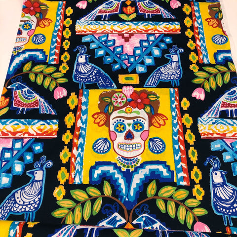 Alexander Henry Ikat de Polanco Frida Kahlo Sugar Skull Cotton Fabric