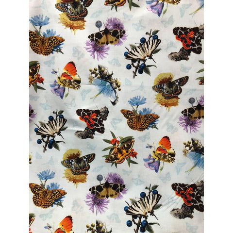 Elizabeth's Studio Butterflies Flowers Cotton Fabric