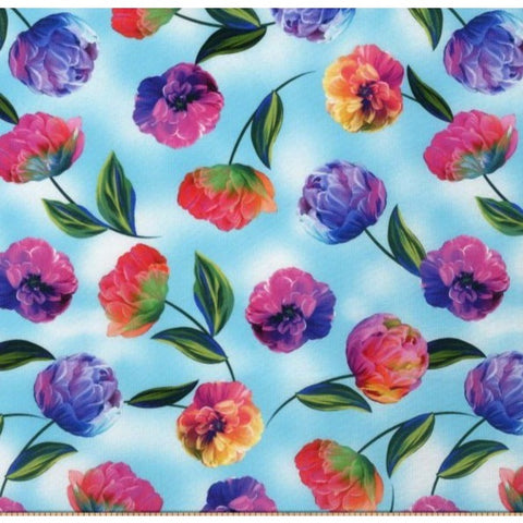 Luminous Blooms Rainbow Flowers Greta Lynn For Kanvas Studio Cotton Fabric Benartex