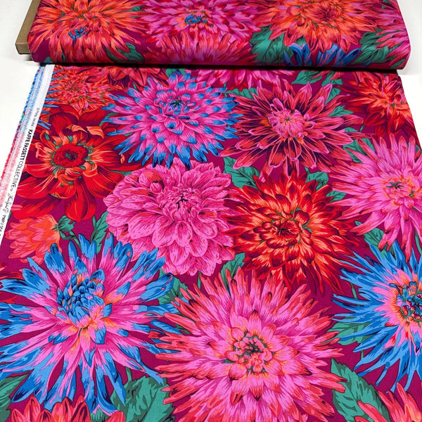 Cactus Dahlia Red Kaffe Fassett Philip Jacobs Cotton Fabric, Free Spirit Fabric