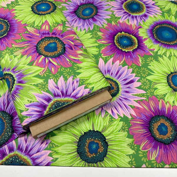 Van Gogh Sunflowers green Kaffe Fassett Philip Jacobs Cotton Fabric, Free Spirit