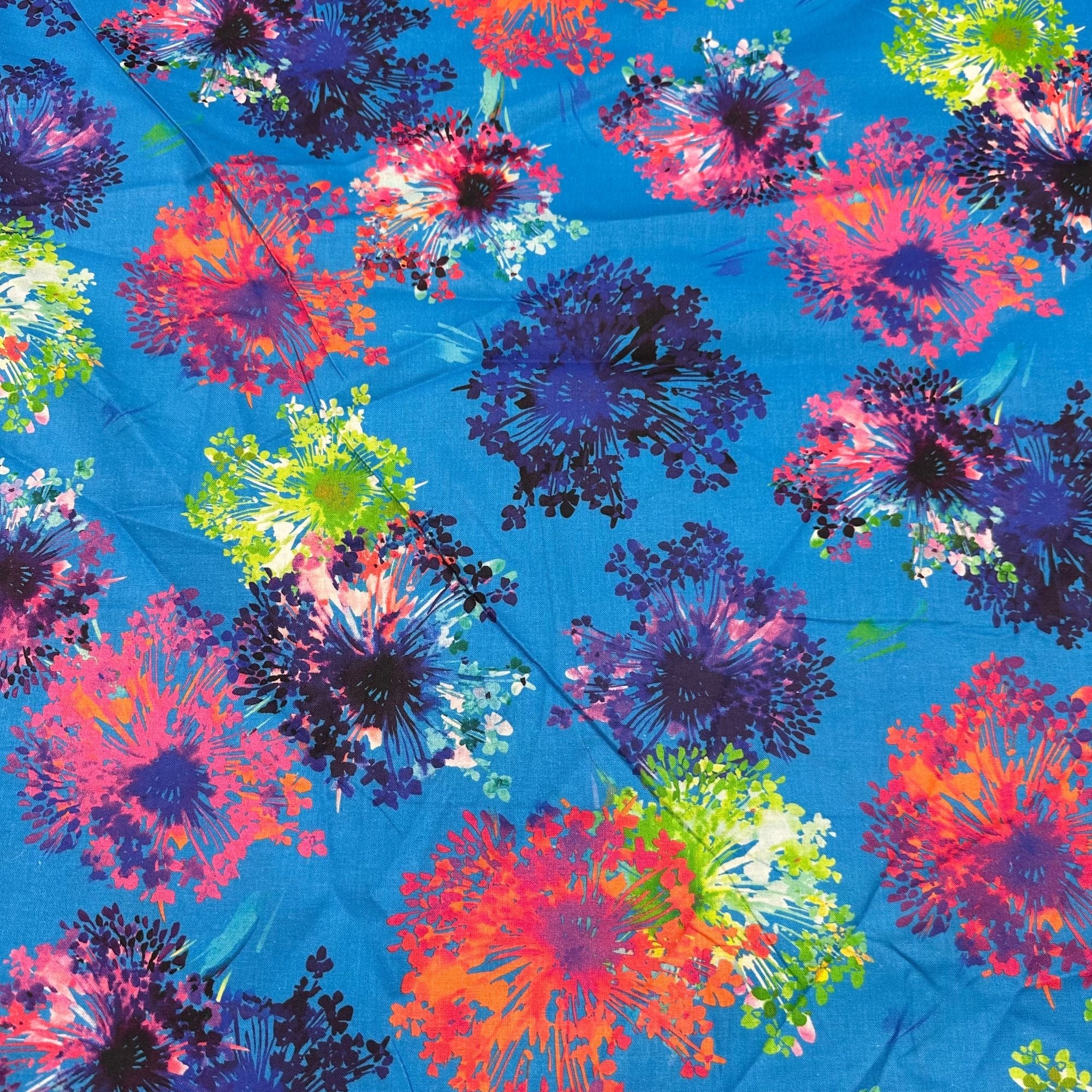 Robert Kaufman Wishwell Bright Side Blue Lagoon Floral 108" Wide Back Cotton Fabric