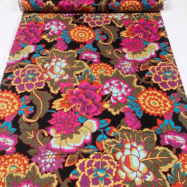 Kaffe Fassett Cloisonne Black Floral Cotton Fabric Free Spirit