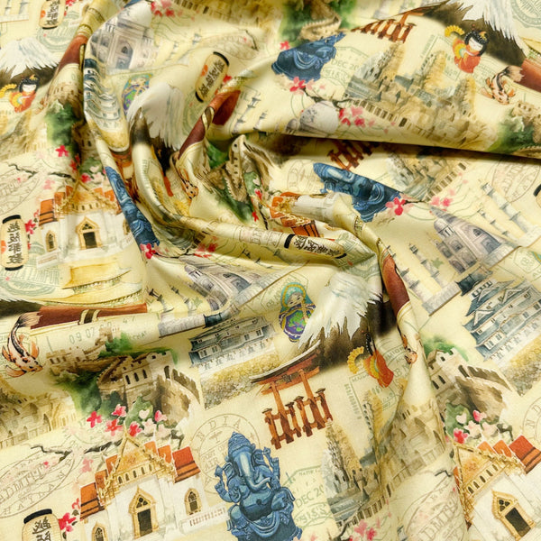 Robert Kaufman Wonders of Asia Famous Landmarks Cotton Fabric