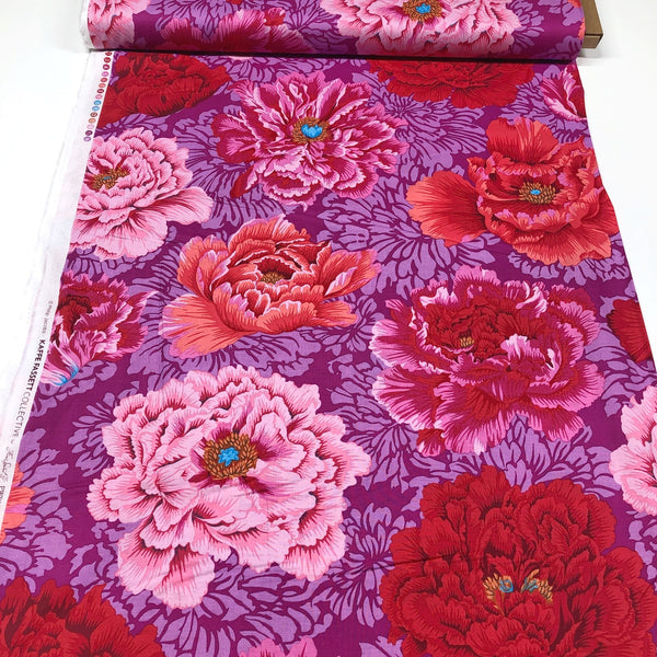 Philip Jacobs Kaffe Fassett Collective for Free Spirit Brocade Peony Hot Cotton Fabric