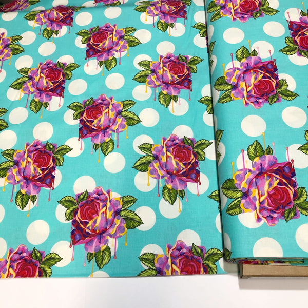 Tula Pink Curiouser and Curiouser Painted Roses Cotton Fabric